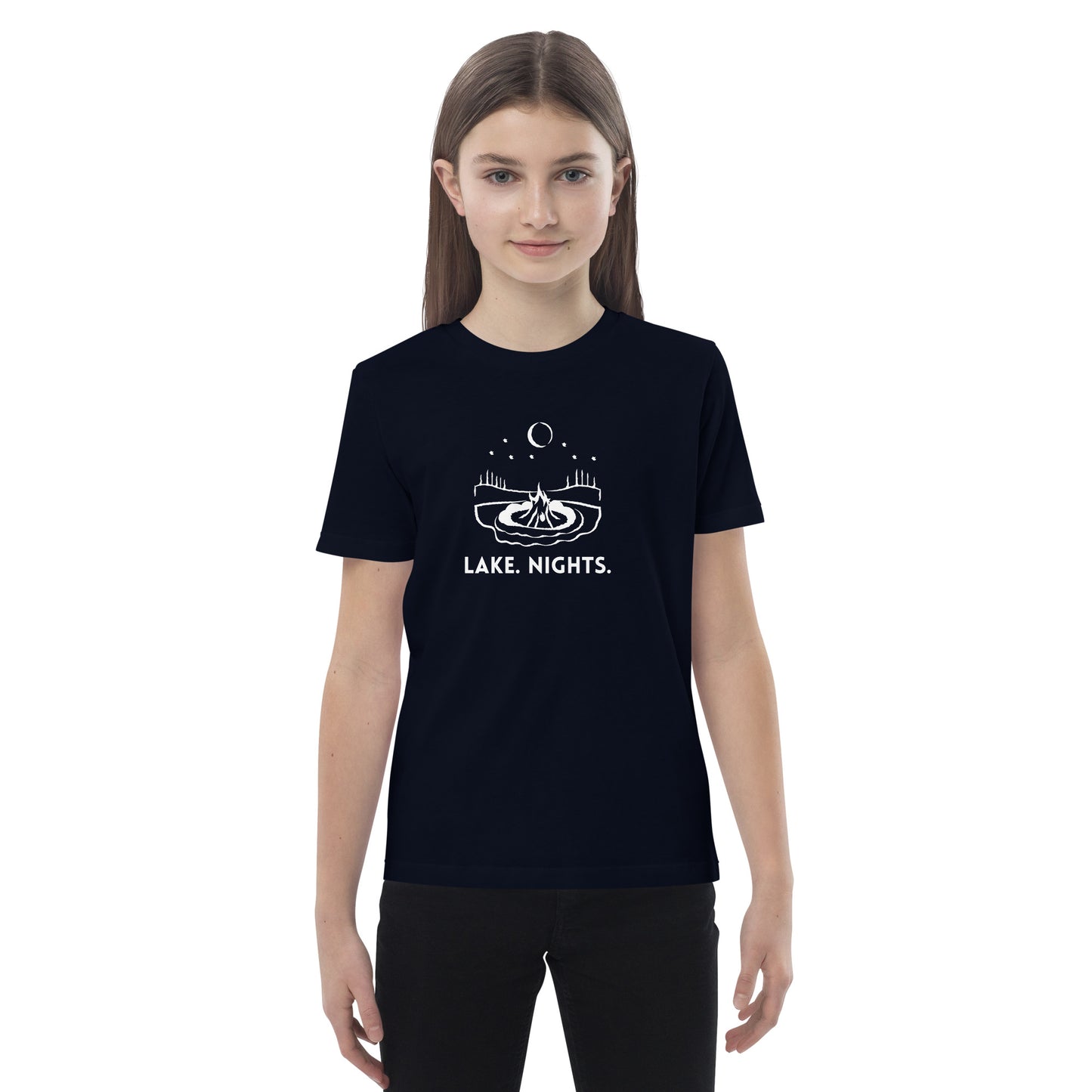 Lake. Nights. Freshwater BW Organic cotton kids t-shirt