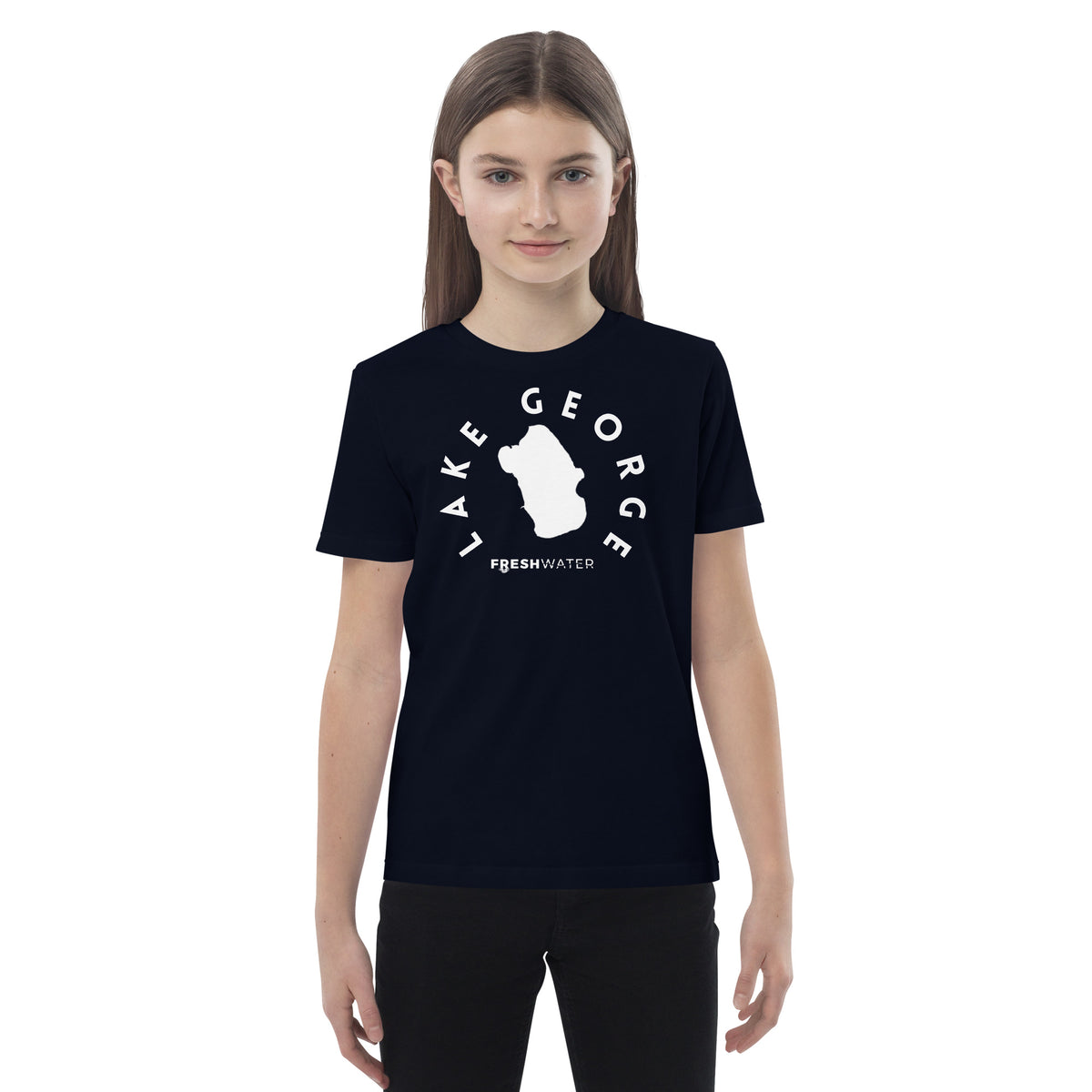 Lake George Florida Freshwater BW Organic cotton kids t-shirt