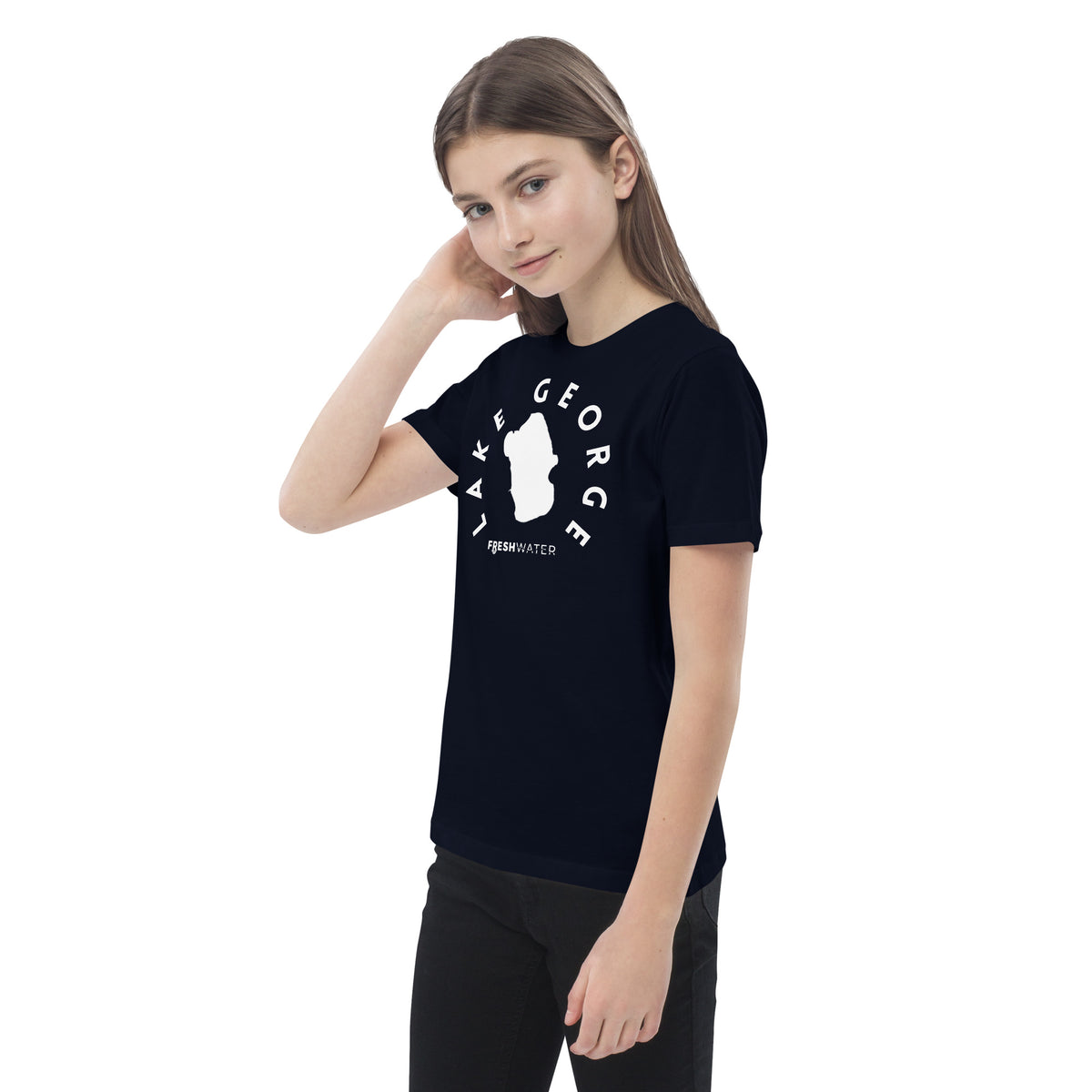 Lake George Florida Freshwater BW Organic cotton kids t-shirt