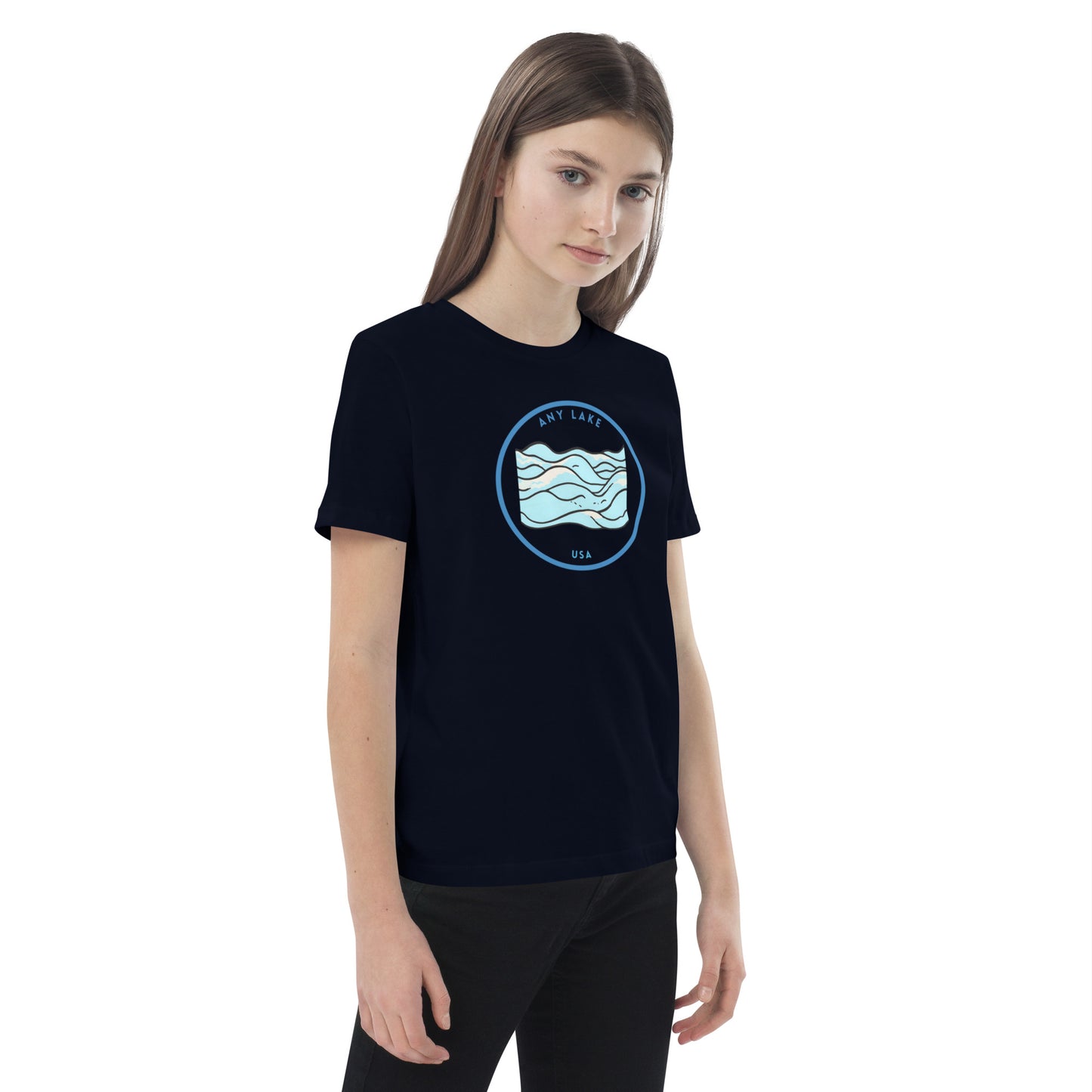 Custom FreshKids Waves Blue Organic cotton kids t-shirt
