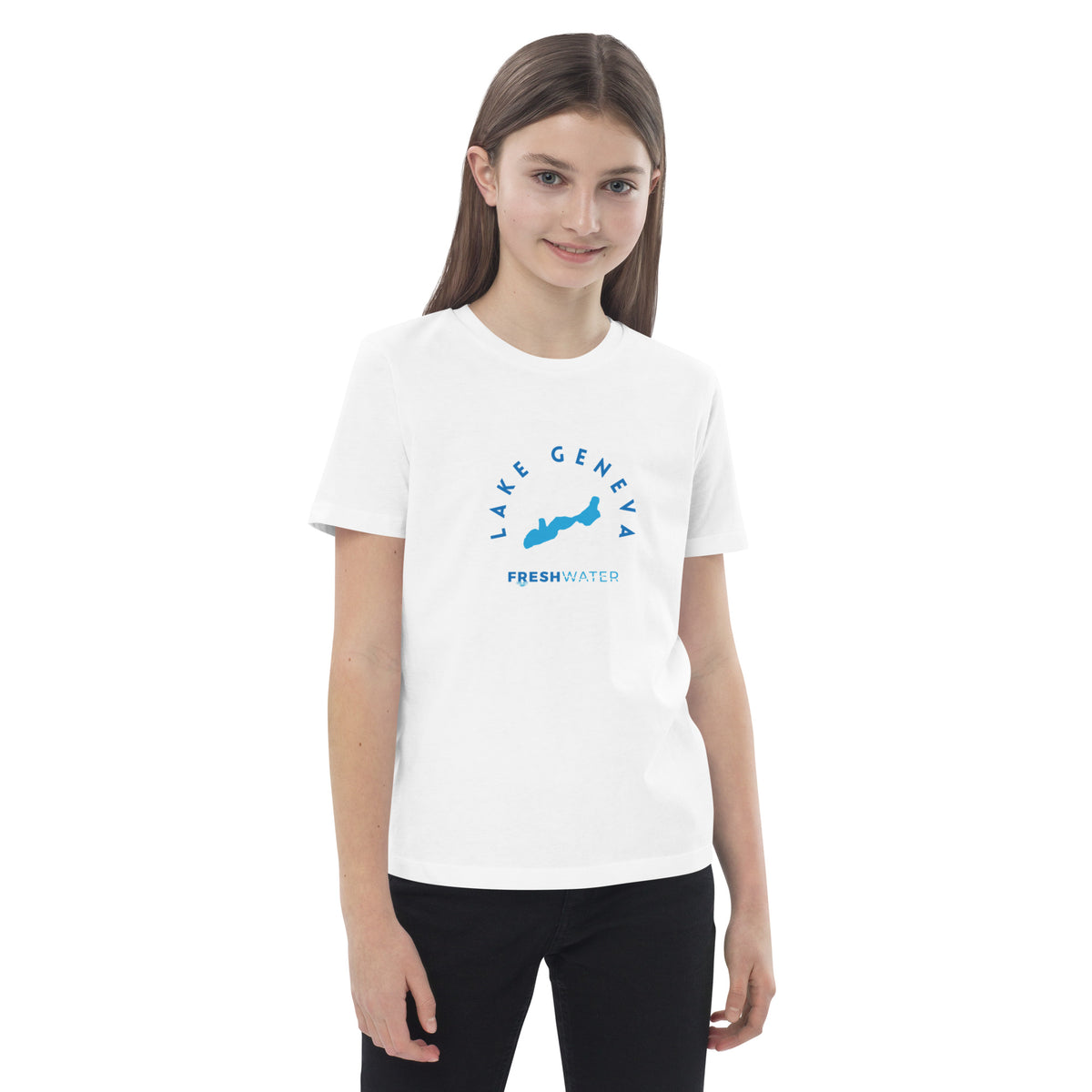 Lake Geneva Freshwater Blue Organic cotton kids t-shirt