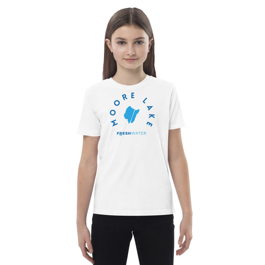 Moore Lake Minnesota Freshwater Blue Organic cotton kids t-shirt