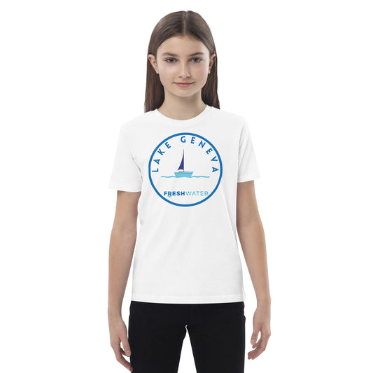 Lake Geneva Wisconsin Freshwater Sailing Organic cotton kids t-shirt