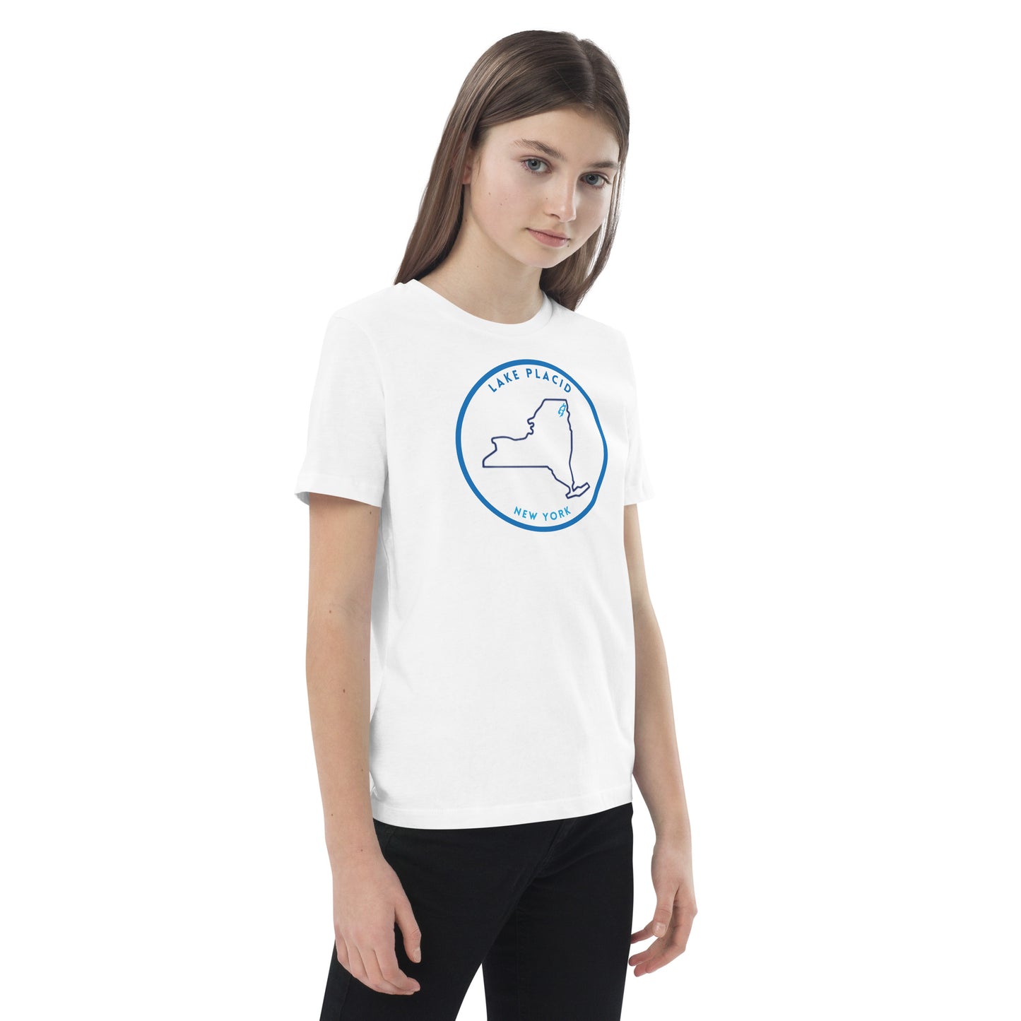 Lake Placid New York Freshwater NY Outline Organic cotton kids t-shirt
