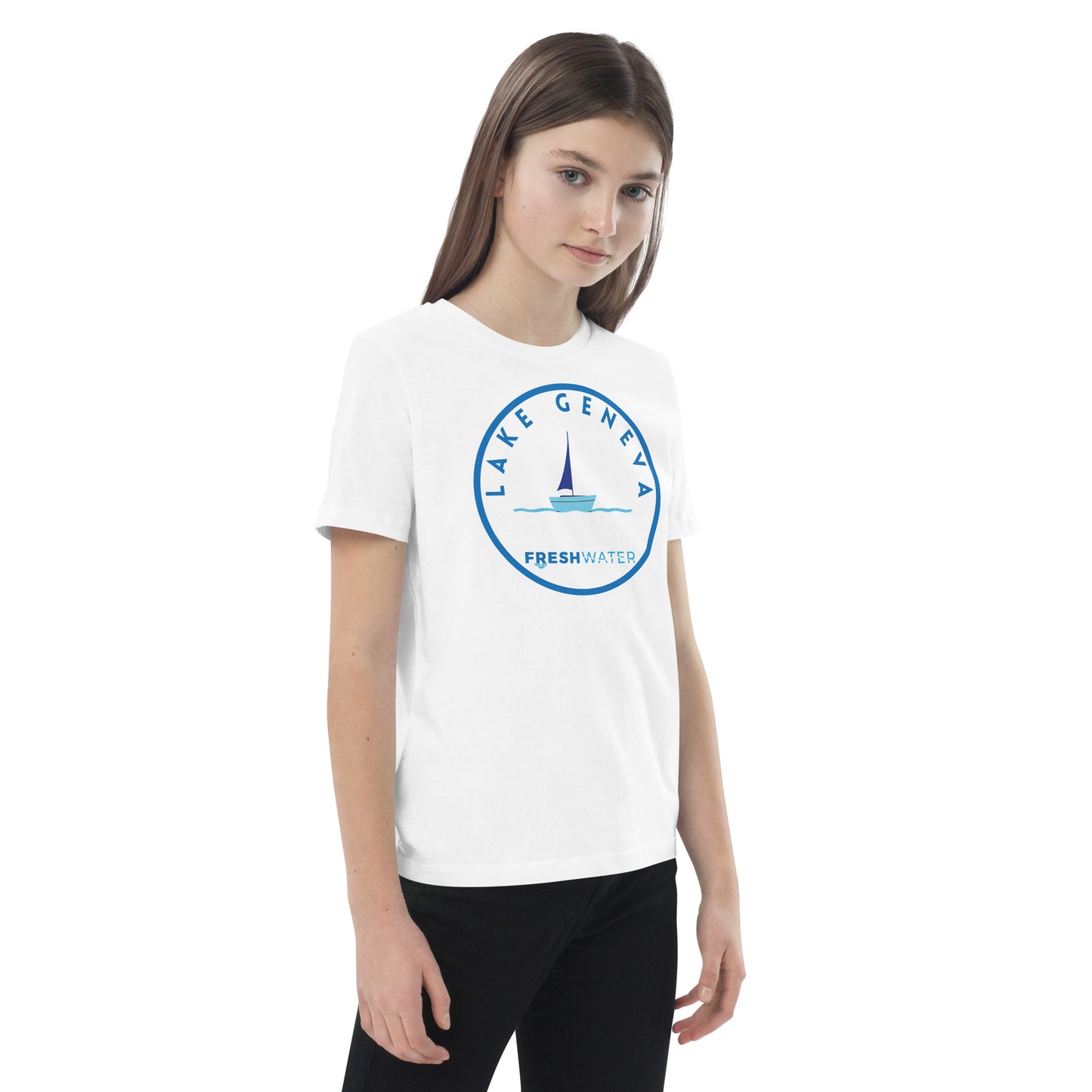 Lake Geneva Wisconsin Freshwater Sailing Organic cotton kids t-shirt