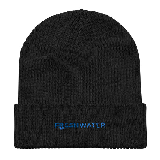 Freshwater Blue Organic ribbed beanie