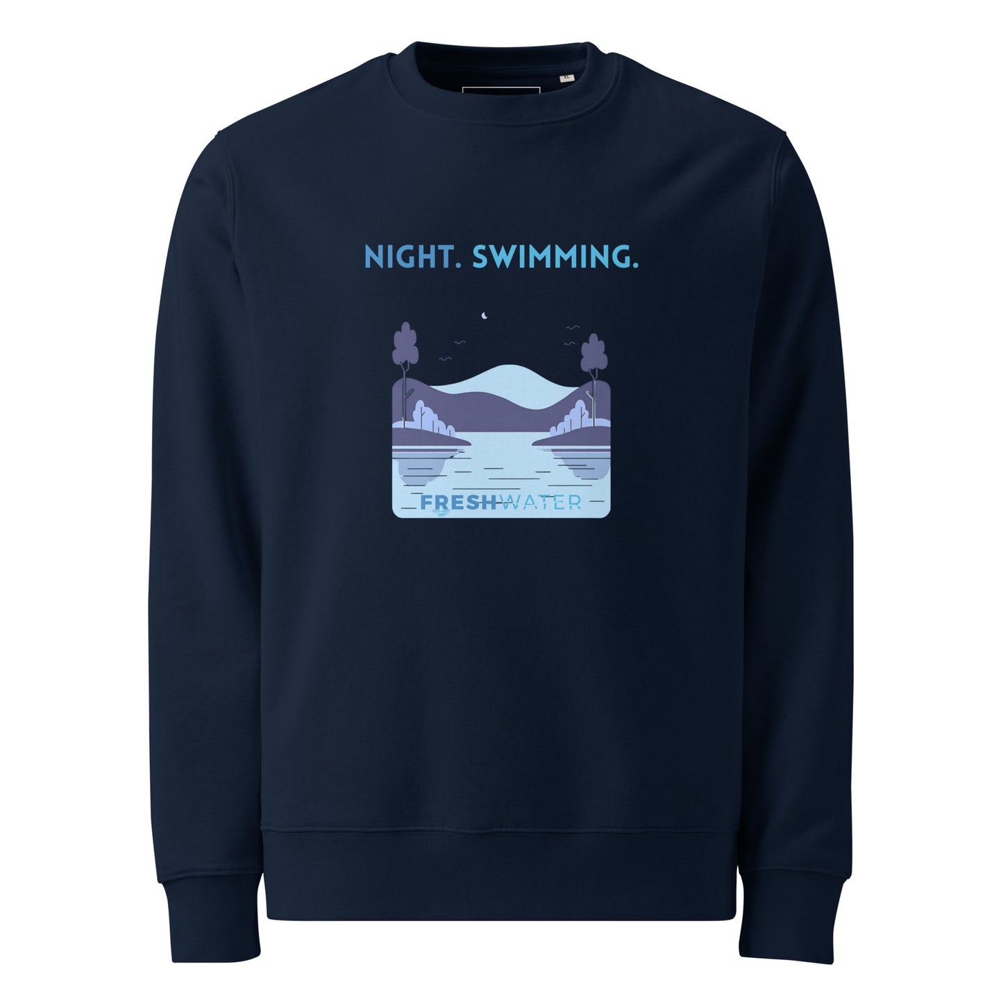 Freshwater Night Swimming Blue Unisex eco sweatshirt