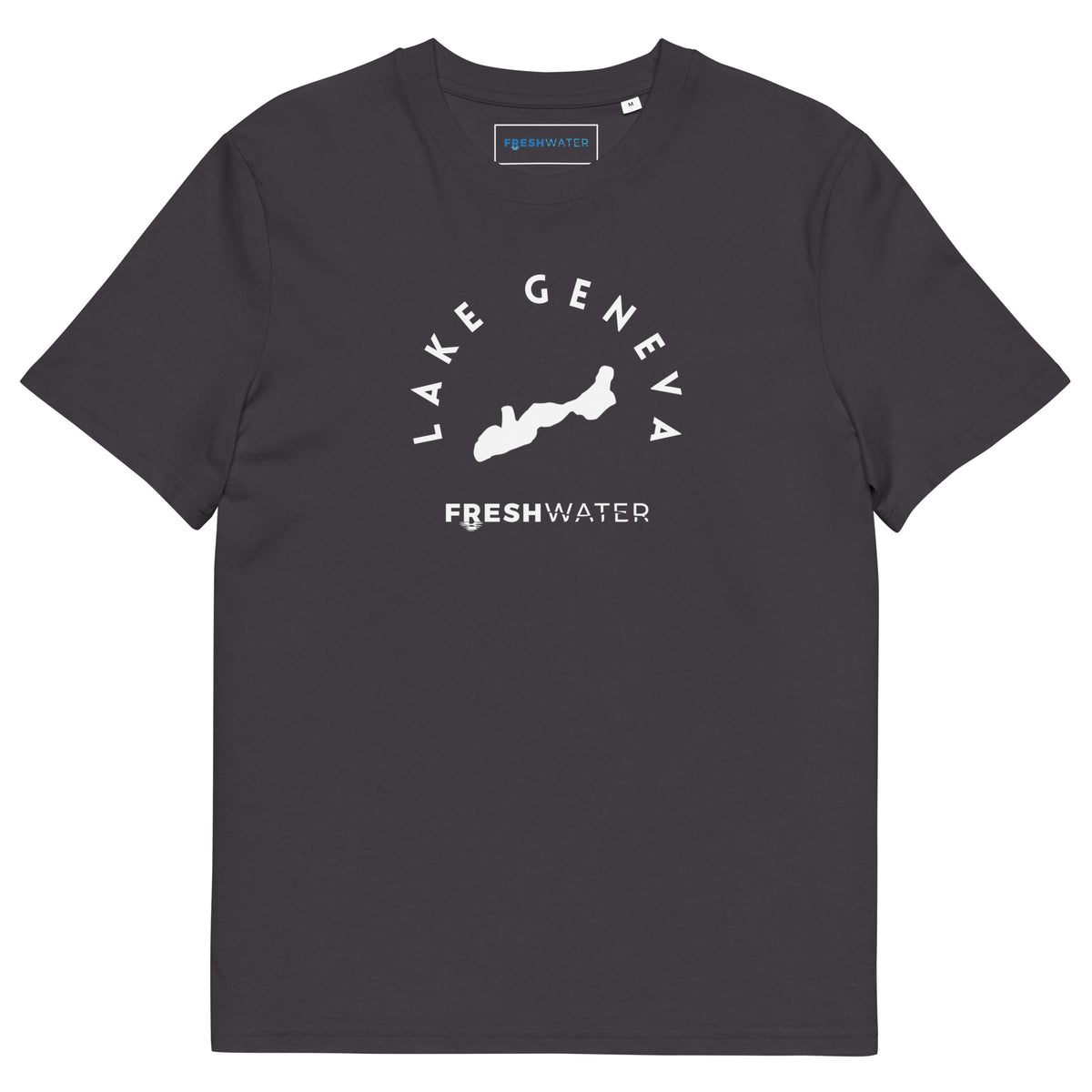 Lake Geneva Freshwater Black/White Unisex organic cotton t-shirt