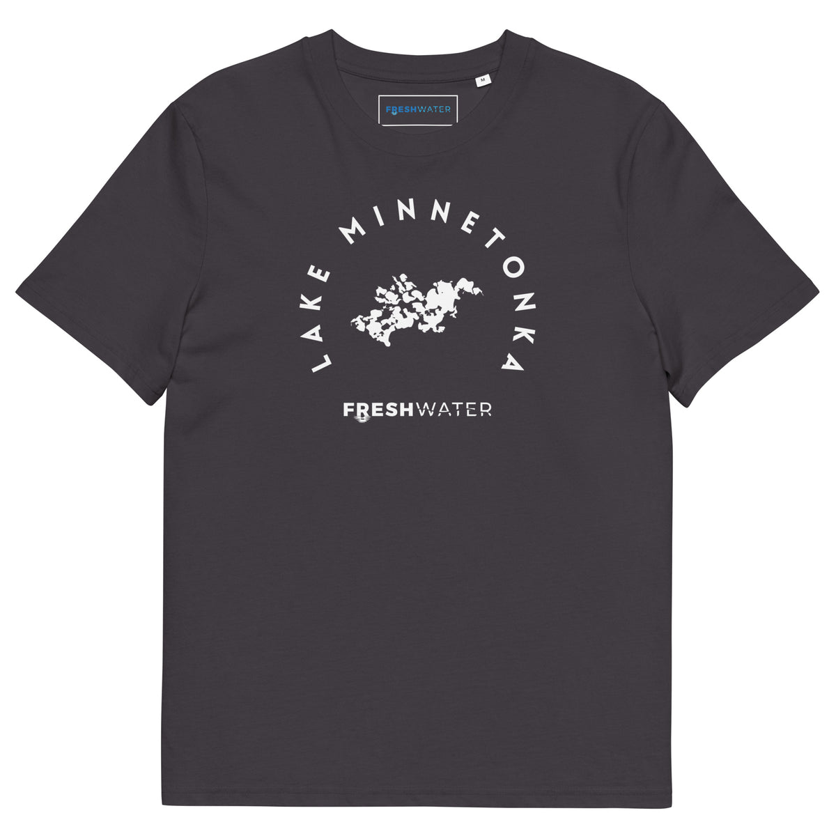 Lake Minnetonka Freshwater Black/White Unisex organic cotton t-shirt