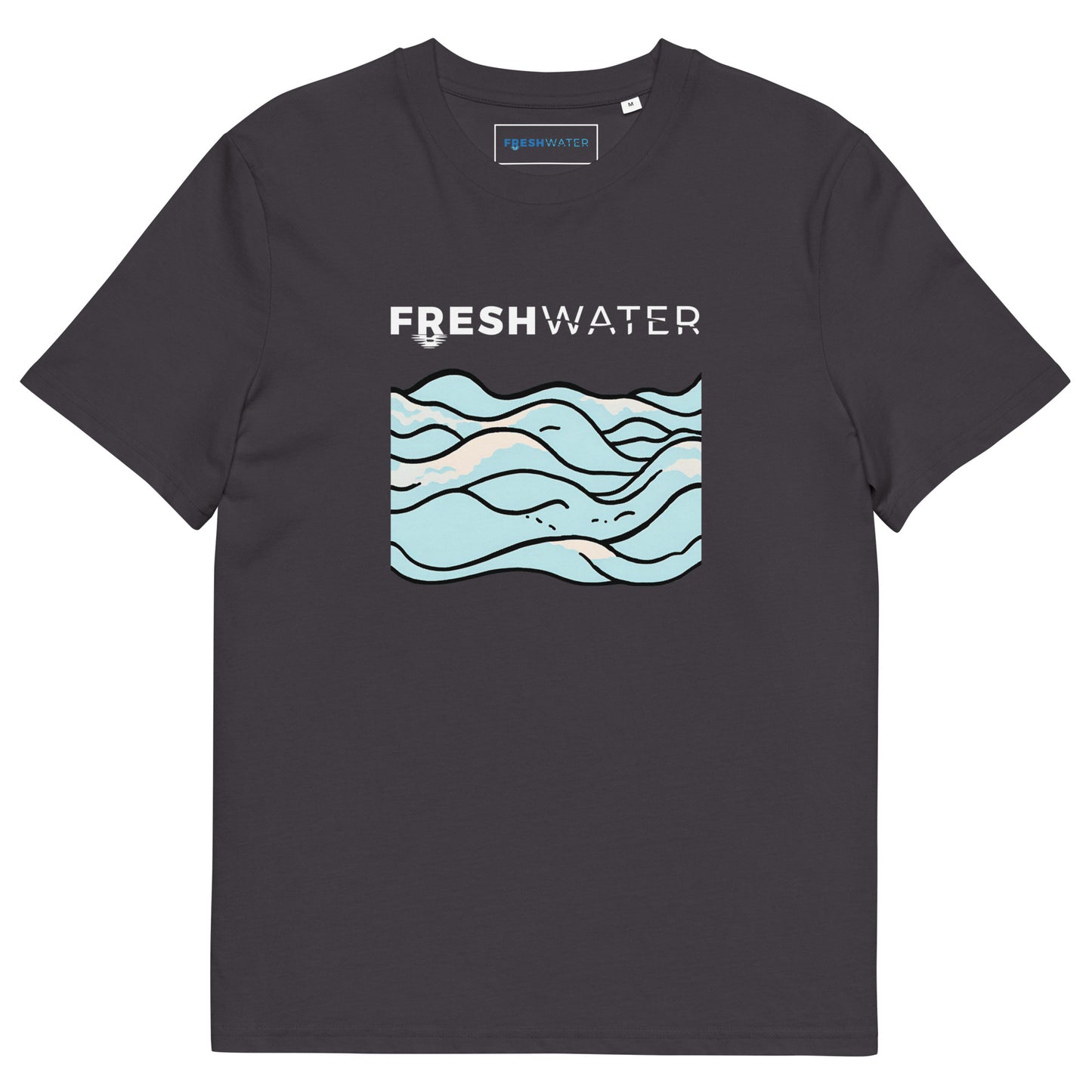 Freshwater Waves BW Unisex organic cotton t-shirt