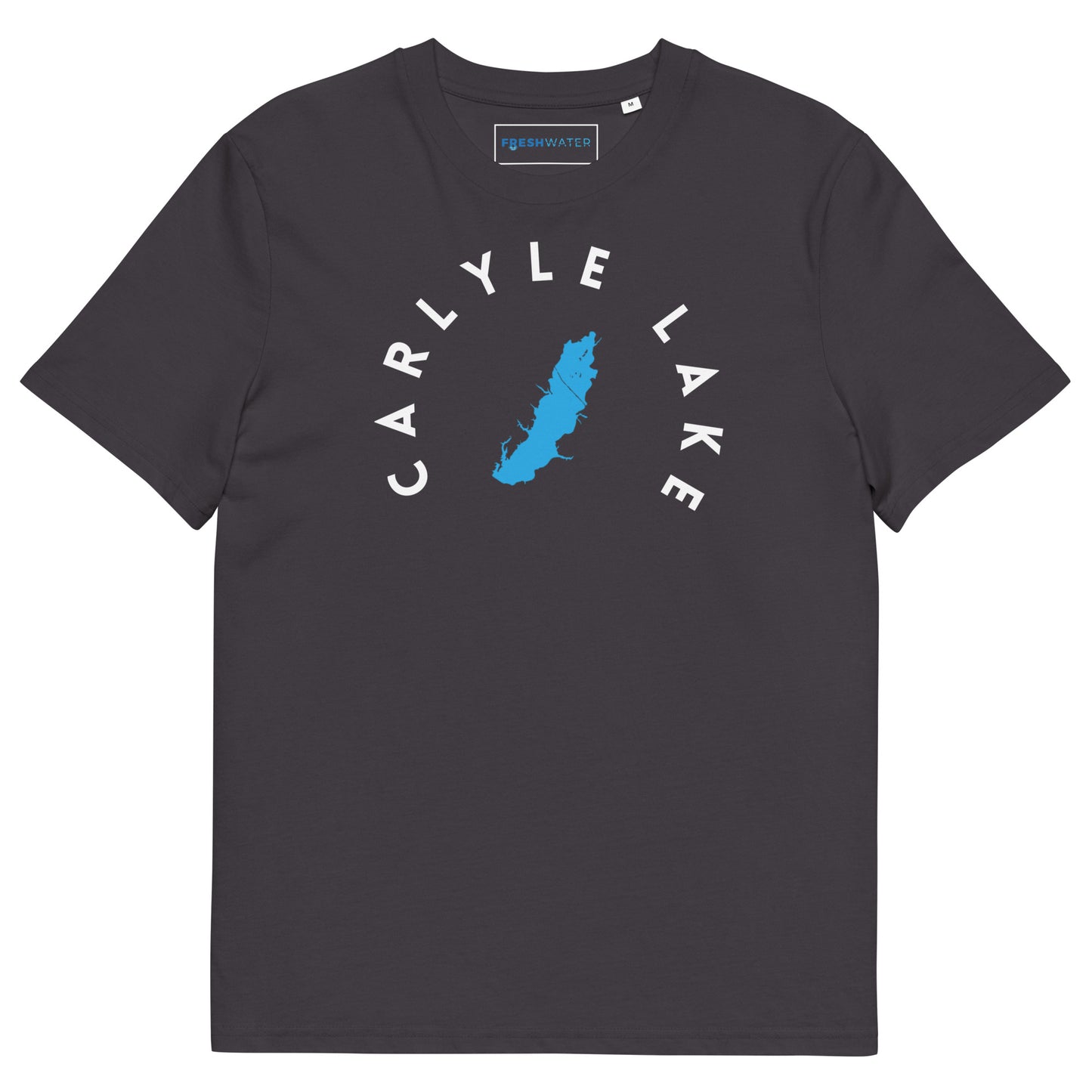 Carlyle Lake Illinois Freshwater BW Unisex organic cotton t-shirt