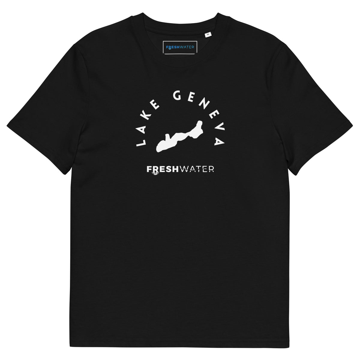 Lake Geneva Freshwater Black/White Unisex organic cotton t-shirt