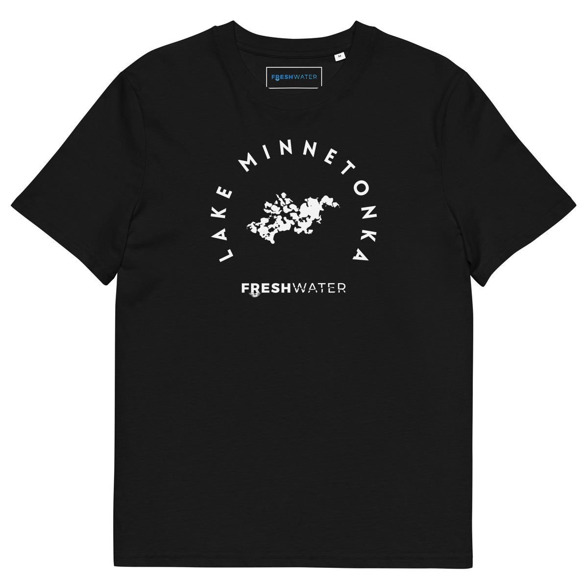 Lake Minnetonka Freshwater Black/White Unisex organic cotton t-shirt