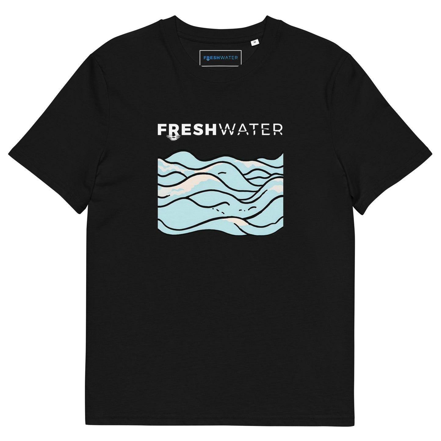 Freshwater Waves BW Unisex organic cotton t-shirt