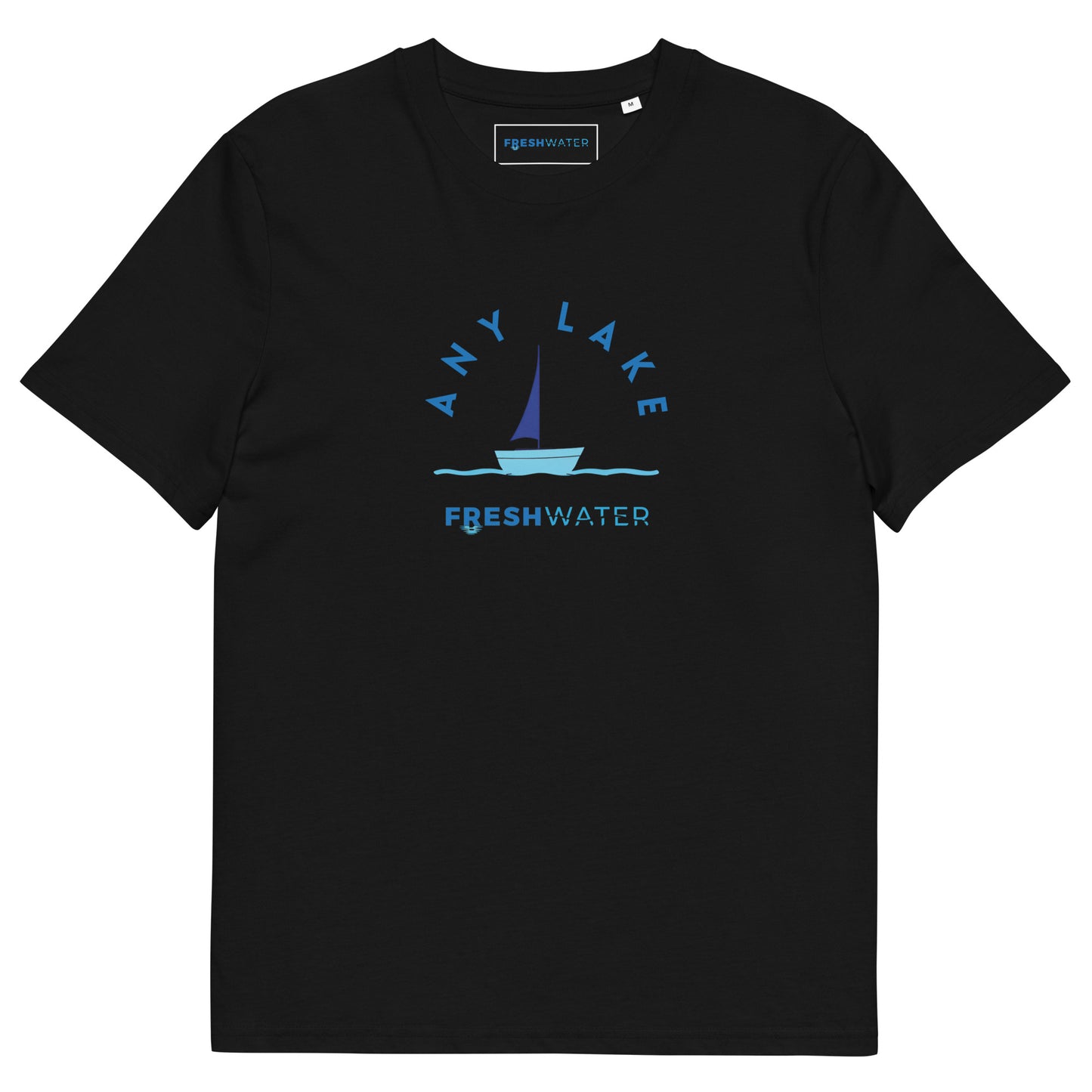 Custom Freshwater Sailing Blue Unisex organic cotton t-shirt