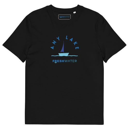 Custom Freshwater Sailing Blue Unisex organic cotton t-shirt