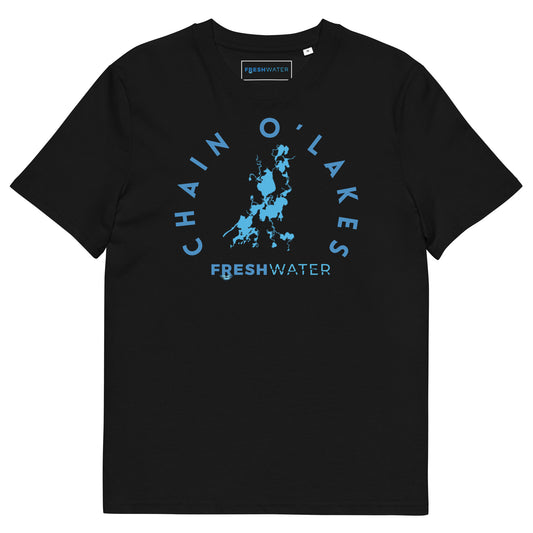 Chain O'Lakes Illinois Freshwater Blue Unisex organic cotton t-shirt