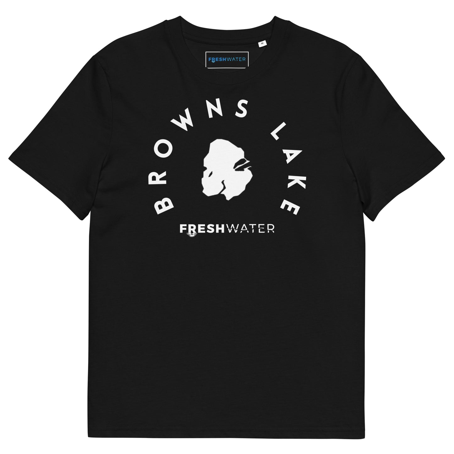 Browns Lake Wisconsin Freshwater BW Unisex organic cotton t-shirt