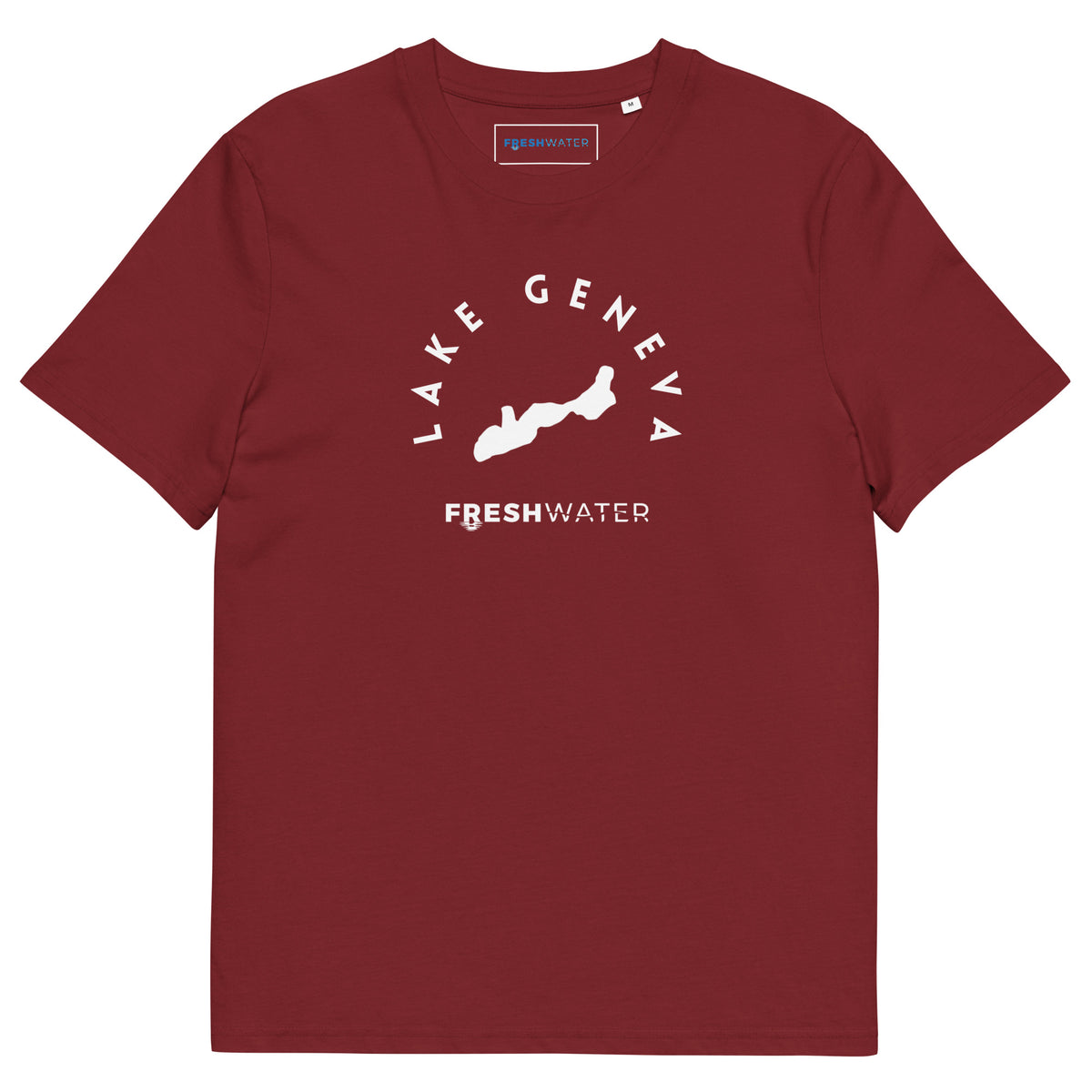 Lake Geneva Freshwater Black/White Unisex organic cotton t-shirt