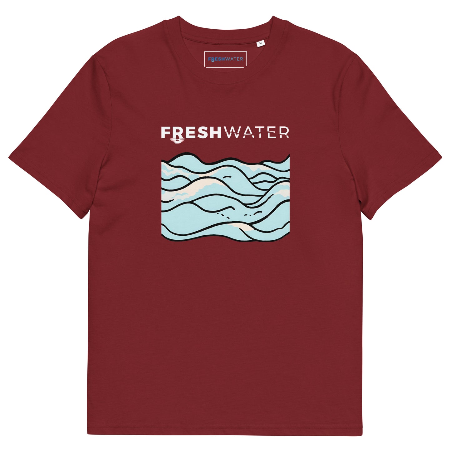 Freshwater Waves BW Unisex organic cotton t-shirt