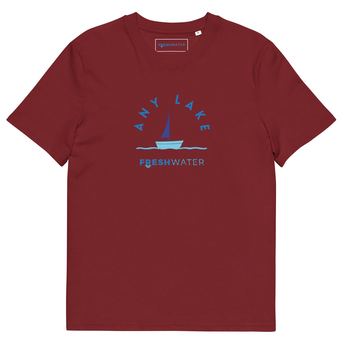 Custom Freshwater Sailing Blue Unisex organic cotton t-shirt