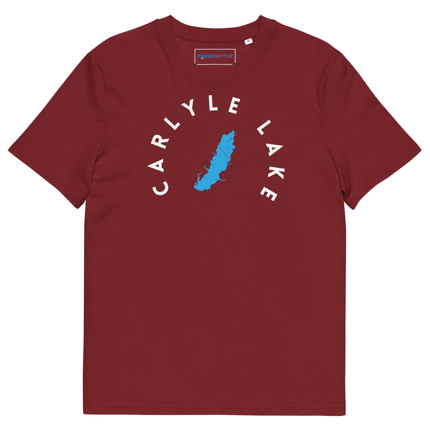 Carlyle Lake Illinois Freshwater BW Unisex organic cotton t-shirt