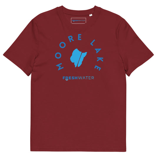 Moore Lake Minnesota Freshwater Blue Unisex organic cotton t-shirt