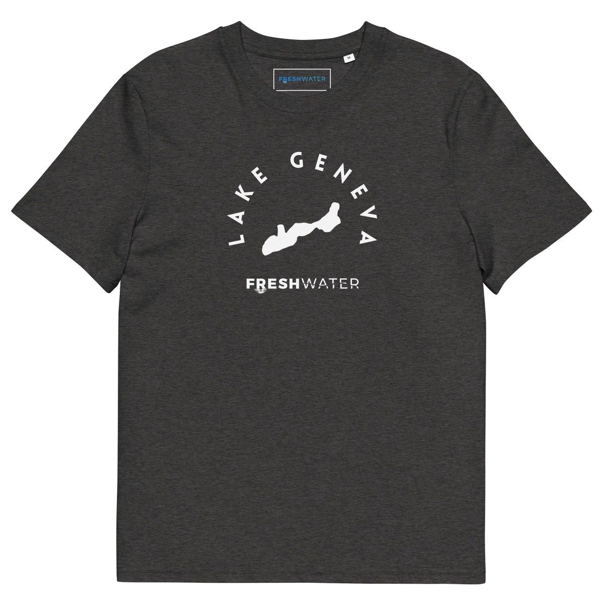 Lake Geneva Freshwater Black/White Unisex organic cotton t-shirt