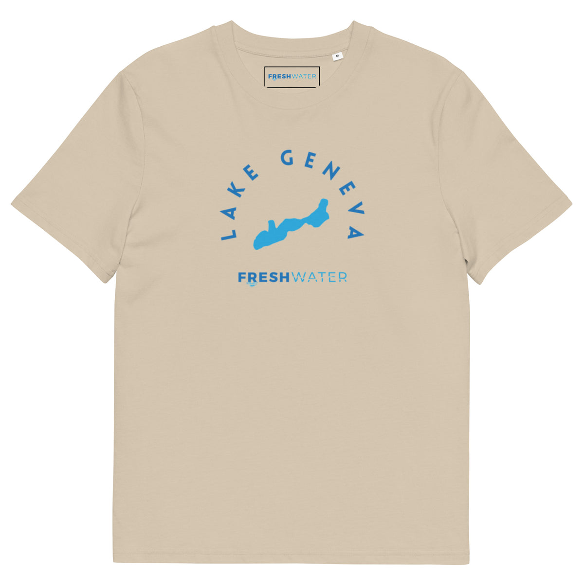 Lake Geneva Freshwater Blue Unisex organic cotton t-shirt