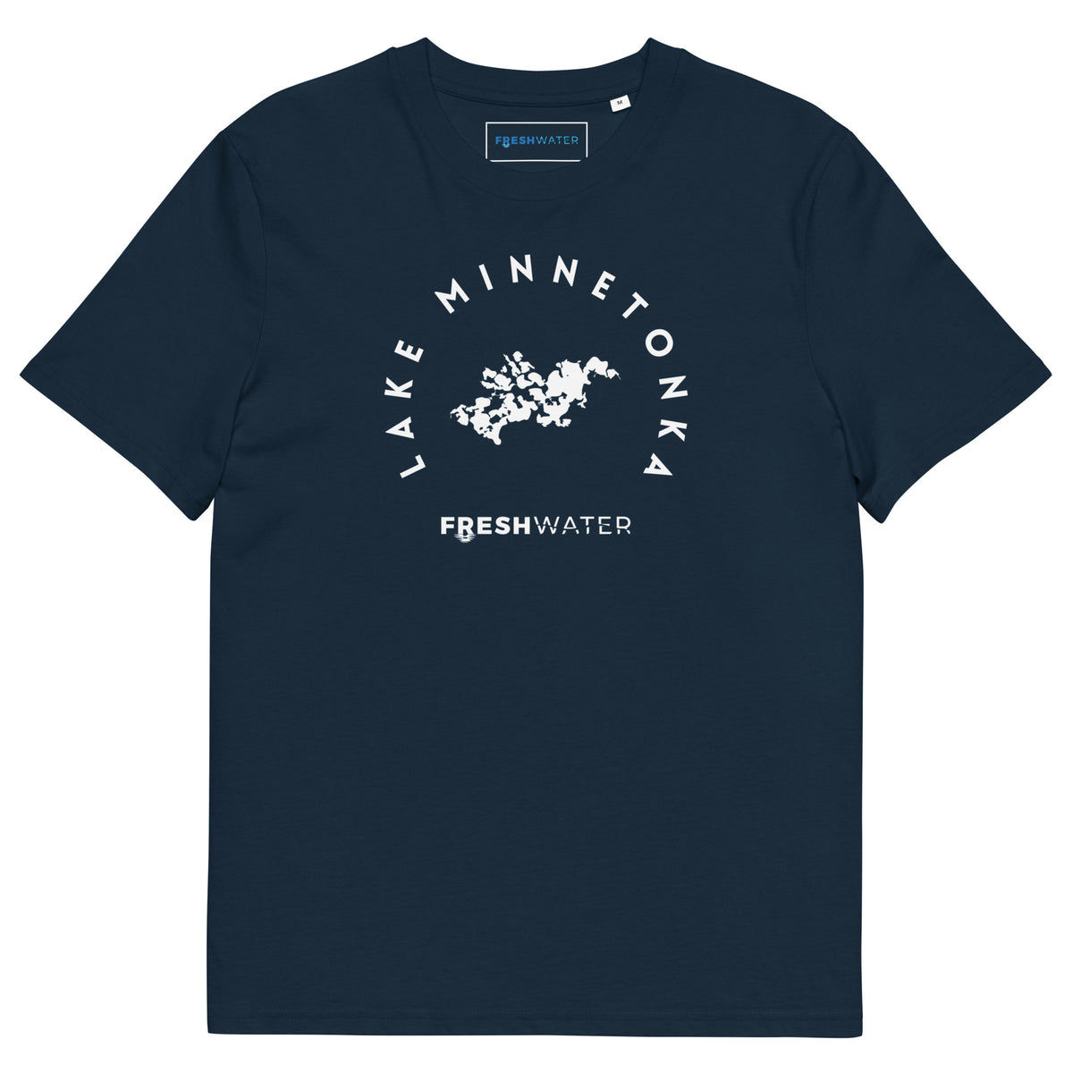 Lake Minnetonka Freshwater Black/White Unisex organic cotton t-shirt