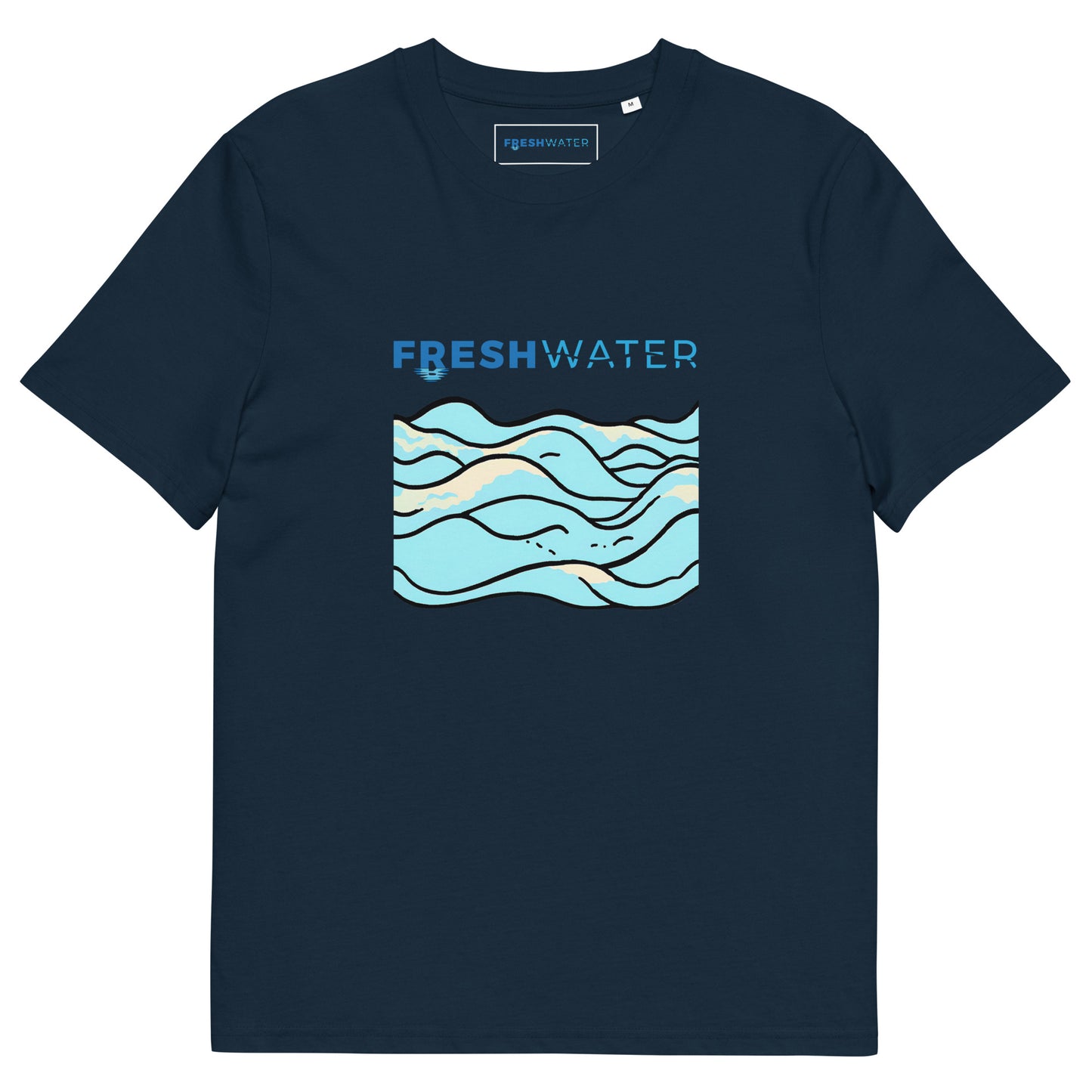 Freshwater Waves Blue Unisex organic cotton t-shirt