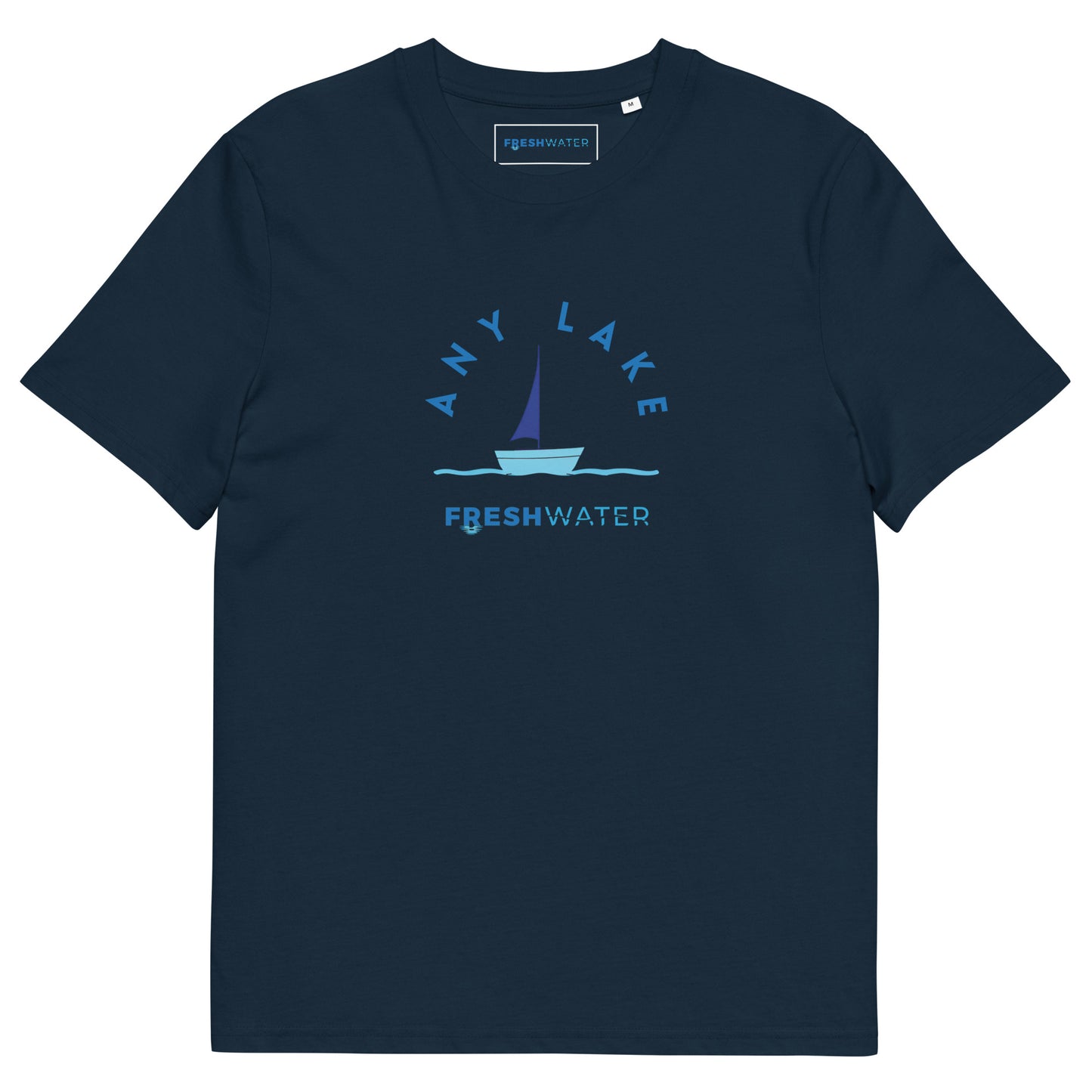 Custom Freshwater Sailing Blue Unisex organic cotton t-shirt