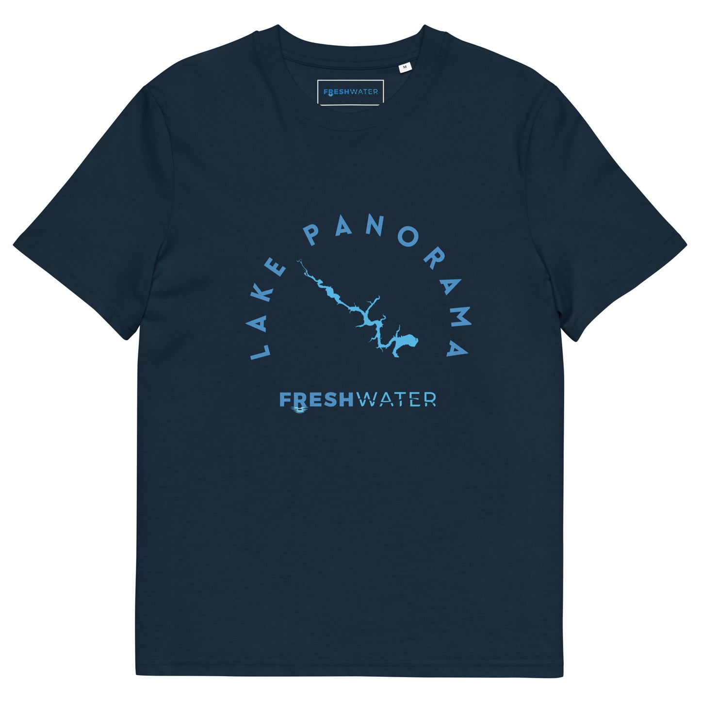 Lake Panorama Freshwater Blue Unisex organic cotton t-shirt