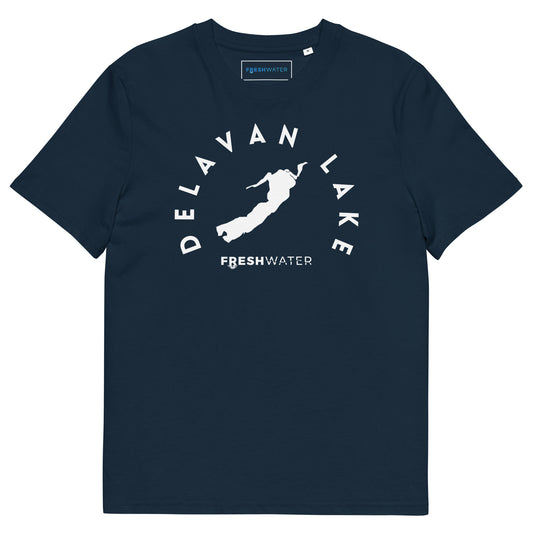 Delavan Lake Freshwater BW Unisex organic cotton t-shirt