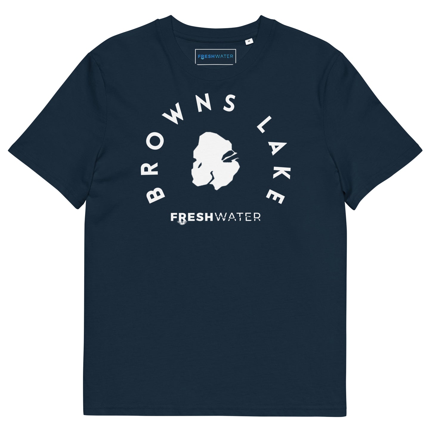 Browns Lake Wisconsin Freshwater BW Unisex organic cotton t-shirt
