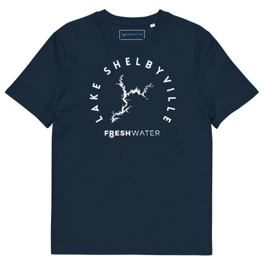 Lake Shelbyville Illinois Freshwater BW Unisex organic cotton t-shirt