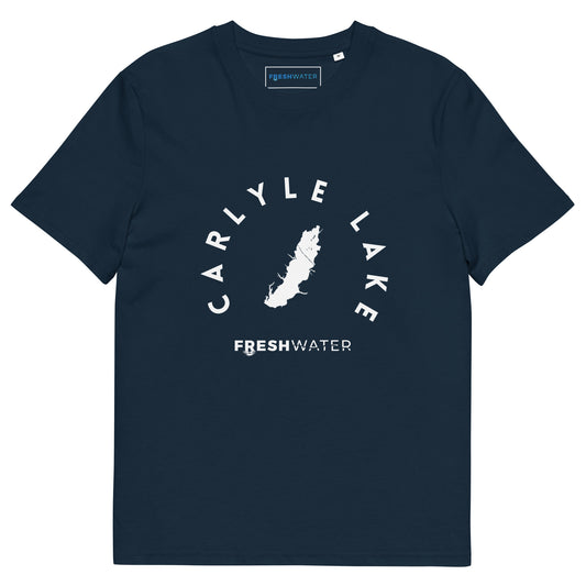 Carlyle Lake Illinois Freshwater BW Unisex organic cotton t-shirt