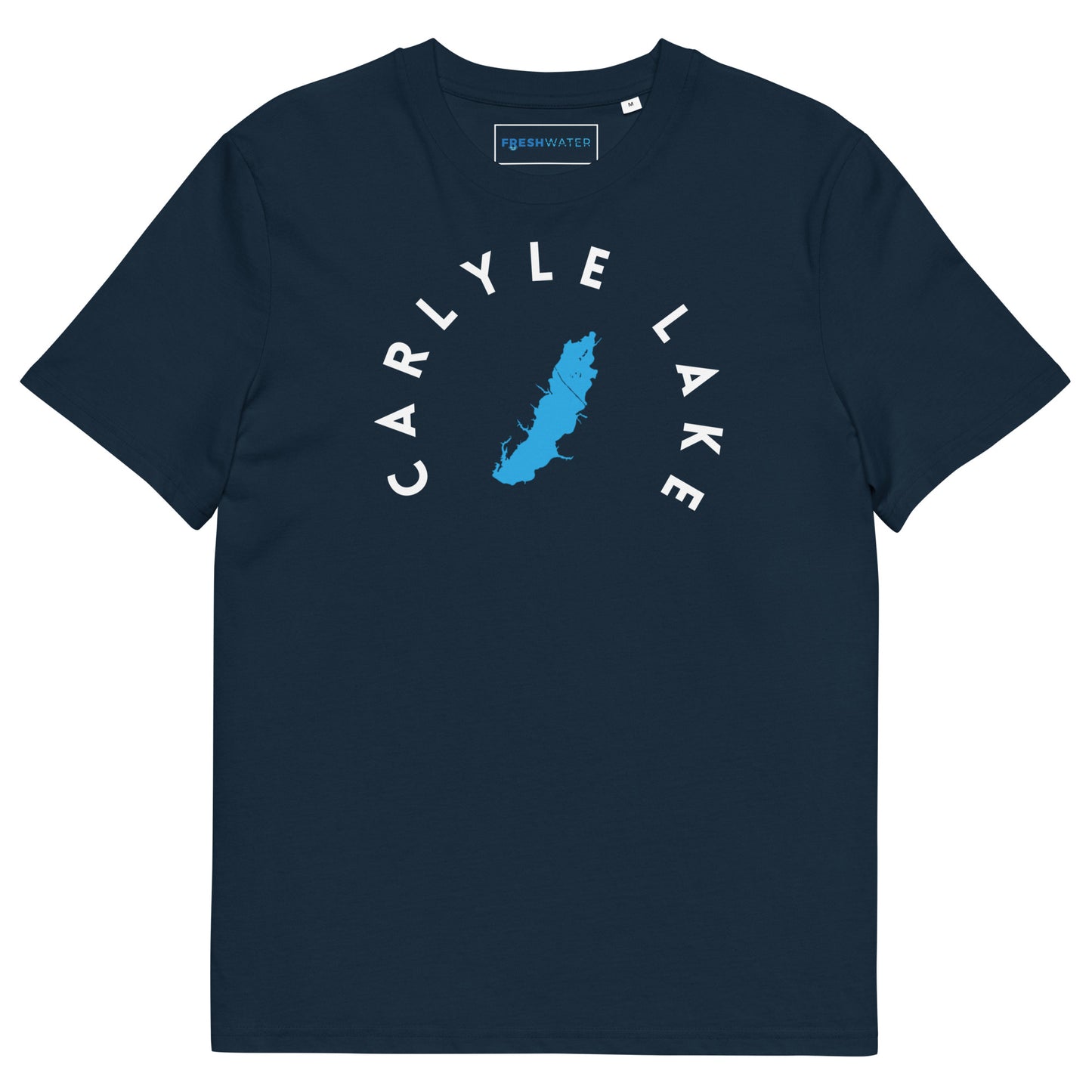 Carlyle Lake Illinois Freshwater BW Unisex organic cotton t-shirt