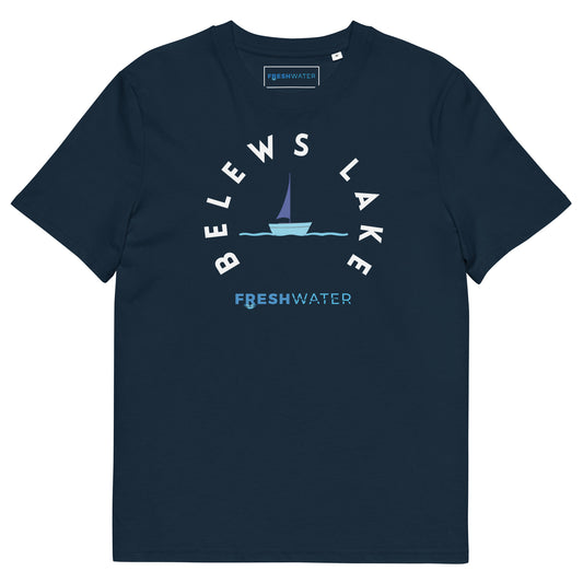 Belews Lake North Carolina Freshwater BW Unisex organic cotton t-shirt