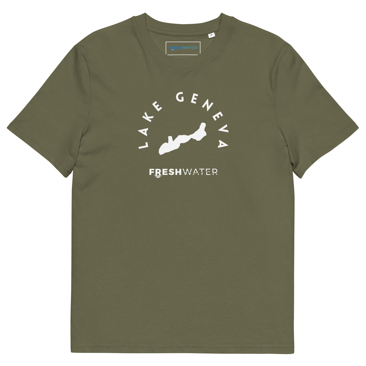 Lake Geneva Freshwater Black/White Unisex organic cotton t-shirt