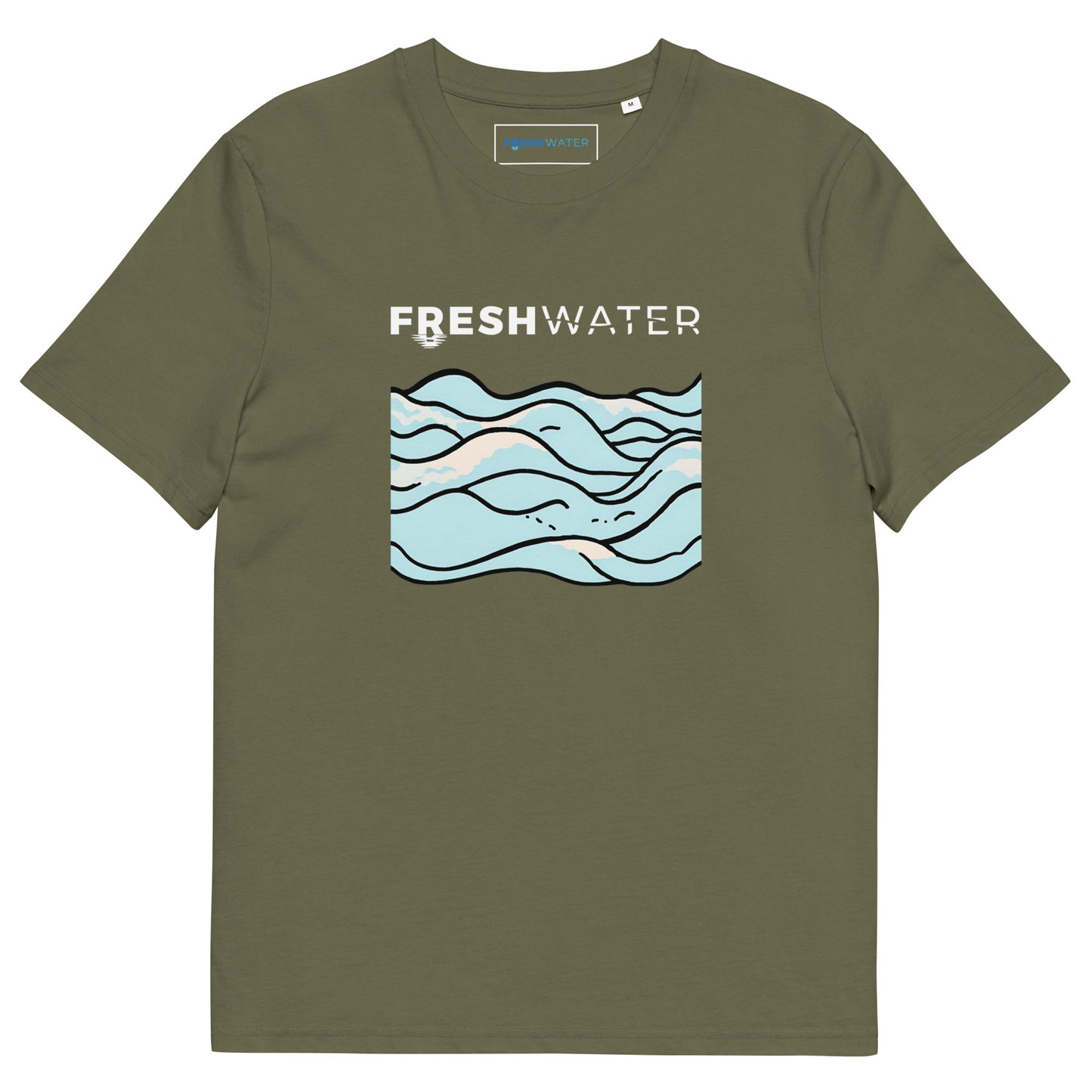Freshwater Waves BW Unisex organic cotton t-shirt