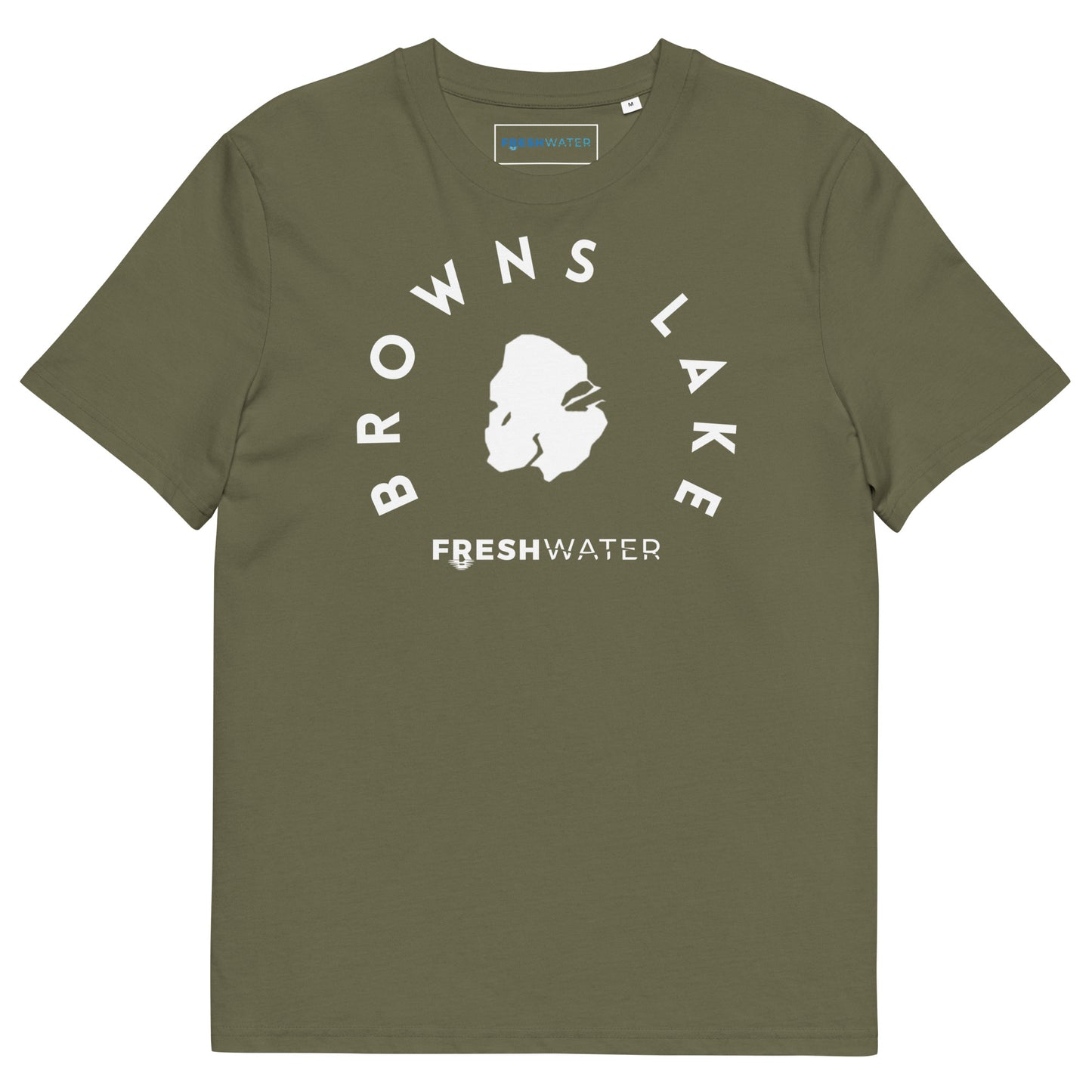Browns Lake Wisconsin Freshwater BW Unisex organic cotton t-shirt