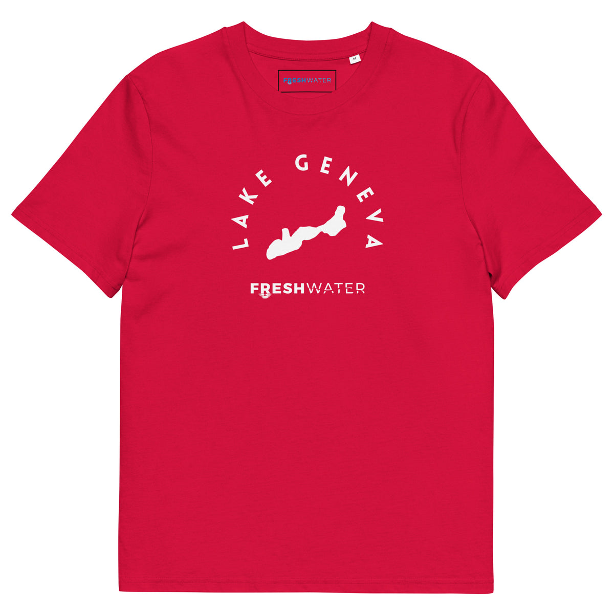Lake Geneva Freshwater Black/White Unisex organic cotton t-shirt
