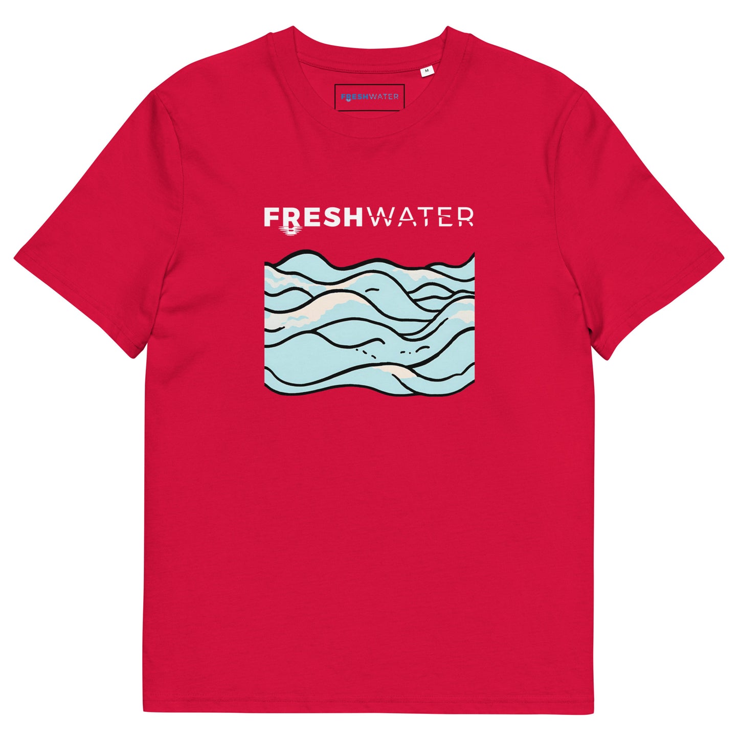 Freshwater Waves BW Unisex organic cotton t-shirt