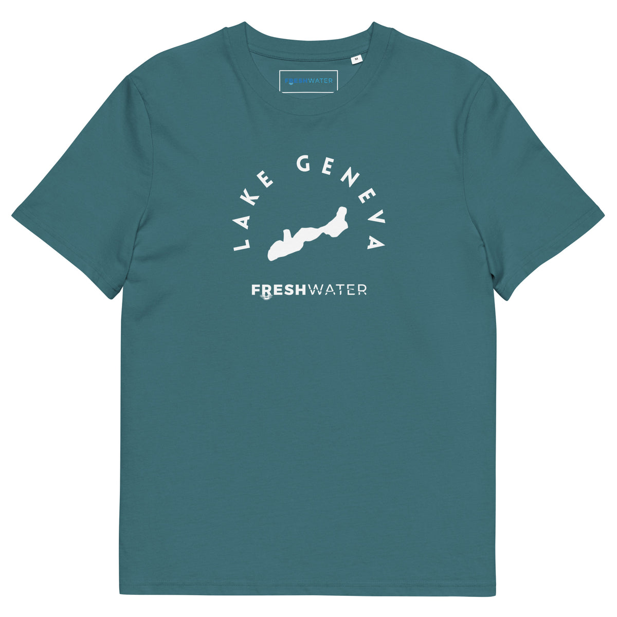 Lake Geneva Freshwater Black/White Unisex organic cotton t-shirt