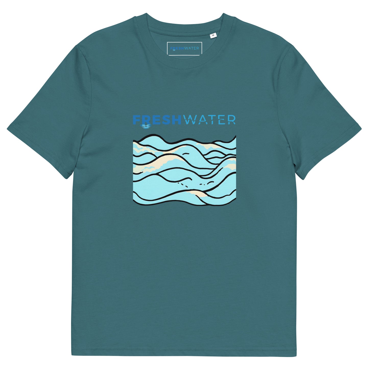 Freshwater Waves Blue Unisex organic cotton t-shirt