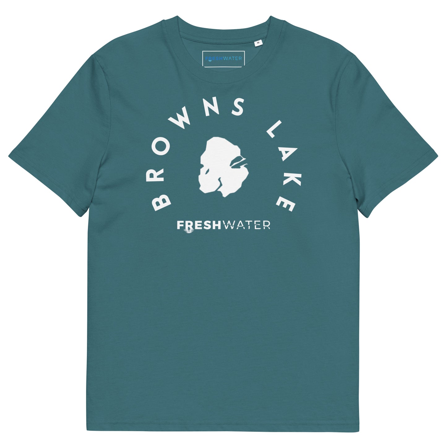 Browns Lake Wisconsin Freshwater BW Unisex organic cotton t-shirt