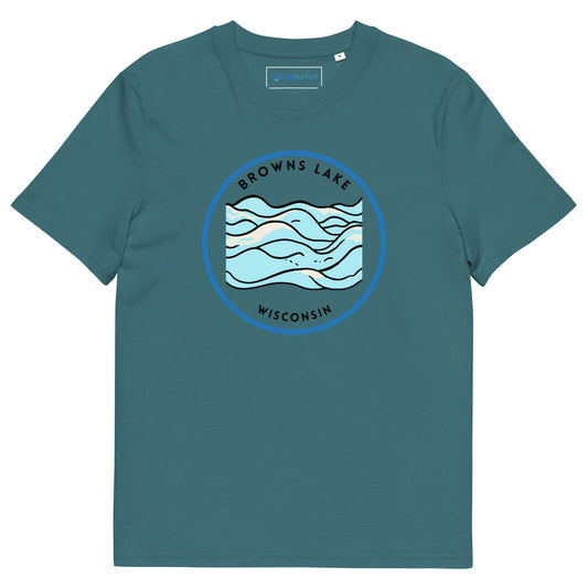 Browns Lake Wisconsin Freshwater Waves Unisex organic cotton t-shirt
