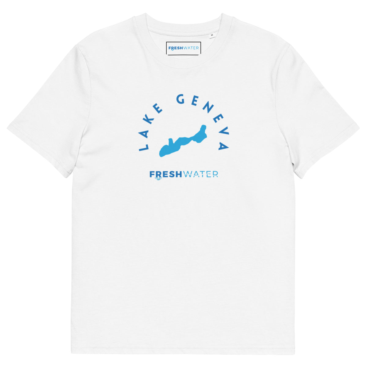 Lake Geneva Freshwater Blue Unisex organic cotton t-shirt