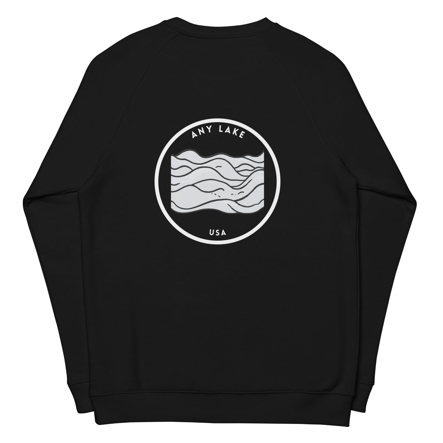 Custom Freshwater Waves BW Unisex organic raglan sweatshirt